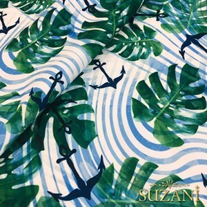 Çapa Devetabanı Desenli Dijital Baskılı Kumaş