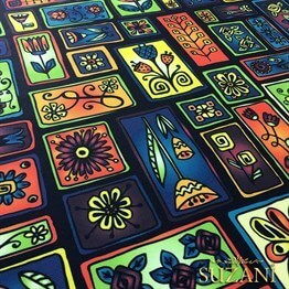 Çerçeveli Patchwork Etnik Desenli Kumaş