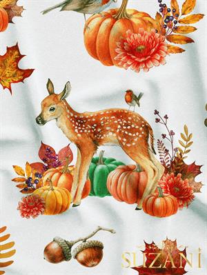 Ceylan ve Balkabağı Desenli Dijital Baskılı Kumaş