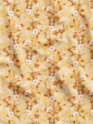 Çiçek Açan Desenli Dijital Baskılı Kumaş