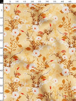 Çiçek Açan Desenli Dijital Baskılı Kumaş