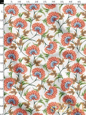 Çiçek Desenli Dijital Baskılı Kumaş