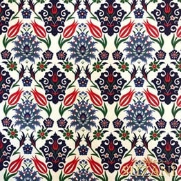 Çiçek Motifli Çini Desenli Kumaş