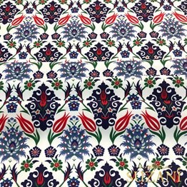 Çiçek Motifli Çini Desenli Kumaş