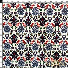 Çiçek Motifli Çini Desenli Kumaş