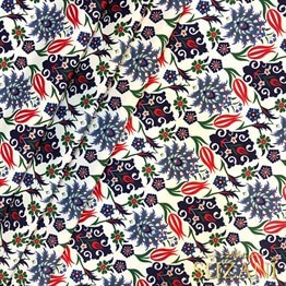 Çiçek Motifli Çini Desenli Kumaş