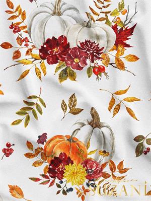 Çiçekli Balkabağı Desenli Dijital Baskılı Kumaş