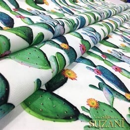 Çiçekli Kaktüsler Desenli Kumaş