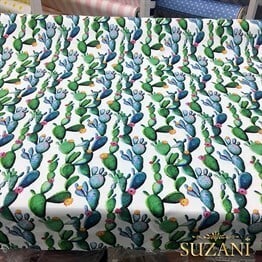 Çiçekli Kaktüsler Desenli Kumaş