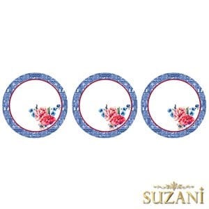 Çiçekli Karo Bordürlü Dikişsiz 3lü Supla Kumaşı