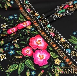 Çiçekli Pano Suzani Desenli Kumaş