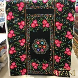 Çiçekli Pano Suzani Desenli Kumaş