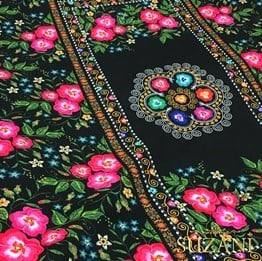 Çiçekli Pano Suzani Desenli Kumaş