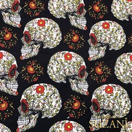 Çiçekli Profil Kafatası Kumaş