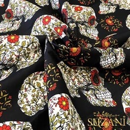 Çiçekli Profil Kafatası Kumaş