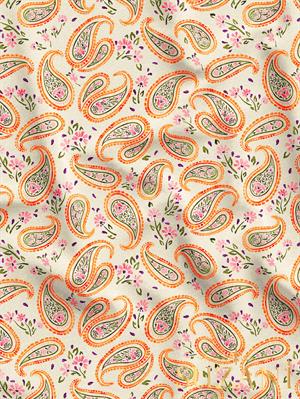 Çiçekli Şal Desenli Dijital Baskılı Kumaş