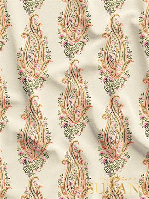 Çiçekli Şal Desenli Dijital Baskılı Kumaş