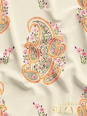 Çiçekli Şal Desenli Dijital Baskılı Kumaş