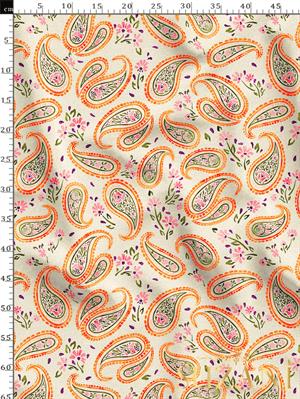 Çiçekli Şal Desenli Dijital Baskılı Kumaş