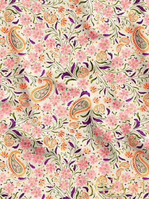 Çiçekli Şal Desenli Dijital Baskılı Kumaş