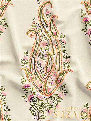 Çiçekli Şal Desenli Dijital Baskılı Kumaş