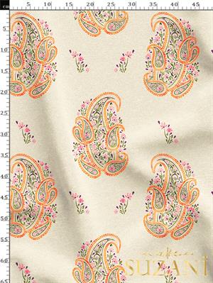 Çiçekli Şal Desenli Dijital Baskılı Kumaş