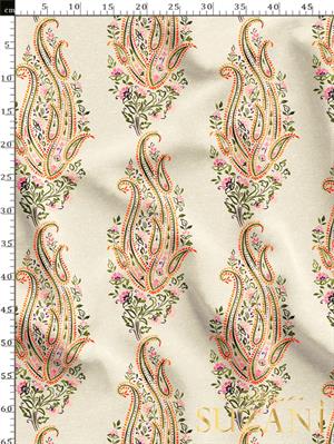 Çiçekli Şal Desenli Dijital Baskılı Kumaş