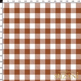 Çikolata Büyük Pötikare Desenli Dijital Baskılı Kumaş