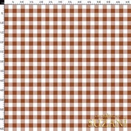 Çikolata Küçük Pötikare Desenli Dijital Baskılı Kumaş