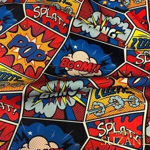 Çizgi Roman Popart Desenli Dijital Baskılı Kumaş