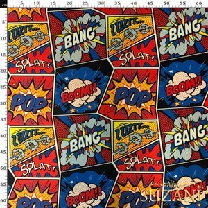 Çizgi Roman Popart Desenli Dijital Baskılı Kumaş