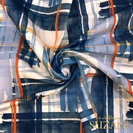 Çizgi Suluboya Dijital Baskılı Kumaş