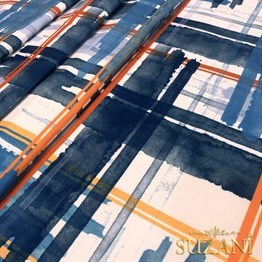 Çizgi Suluboya Dijital Baskılı Kumaş