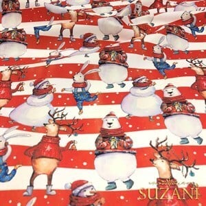 Çizgili Çocuk Yılbaşı Desenli Dijital Baskılı Kumaş