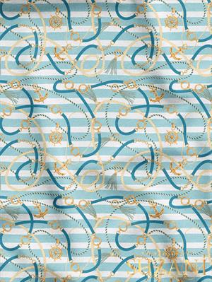 Çizgili Halat Desenli Dijital Baskılı Kumaş