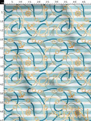 Çizgili Halat Desenli Dijital Baskılı Kumaş