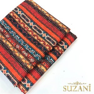 Çizgili Kilim Desenli Dijital Baskılı Kumaş