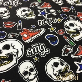 Converse Kafatası Pop Art Desenli Kumaş