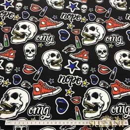 Converse Kafatası Pop Art Desenli Kumaş