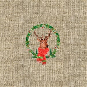 Çuval Üzeri Geyik Desenli 3lü Supla Kumaş