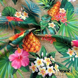 Çuval Zemin Ananas Desenli Dijital Baskılı Kumaş