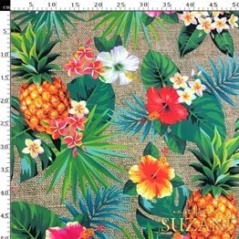 Çuval Zemin Ananas Desenli Dijital Baskılı Kumaş