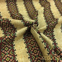 Çuval Zemin Etnik Çizgili Kumaş 02