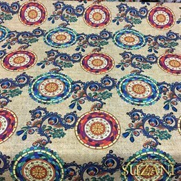 Çuval Zemin Etnik Mandala Desenli Kumaş