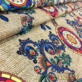 Çuval Zemin Etnik Mandala Desenli Kumaş