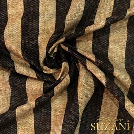 Çuval Zemin Kahve 5x5 Çizgi Desenli Dijital Baskılı Kumaş