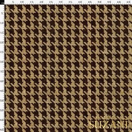 Çuval Zemin Kahve Büyük Kazayağı Desenli Dijital Baskılı Kumaş