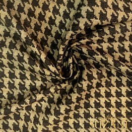 Çuval Zemin Kahve Büyük Kazayağı Desenli Dijital Baskılı Kumaş