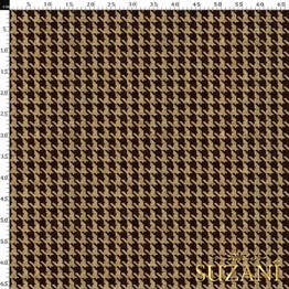 Çuval Zemin Kahve Küçük Kazayağı Desenli Dijital Baskılı Kumaş