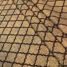 Çuval Zemin Kahve Moroccan Desenli Dijital Baskılı Kumaş